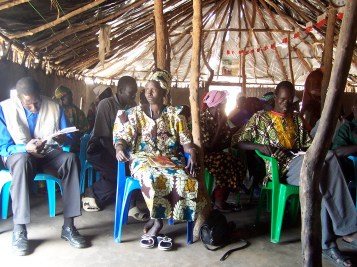 Inside the church, gathering for the retreat