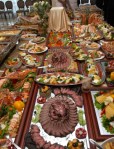 close up buffet table arrangement cattering